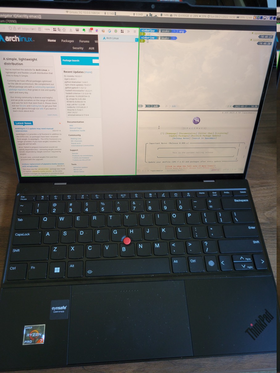 ThinkPad Z13 running Arch Linux